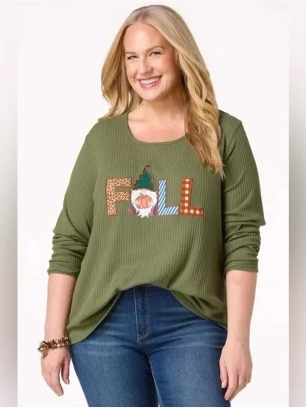 Cato | PLUS SIZE FALL GNOME WAFFLE TOP